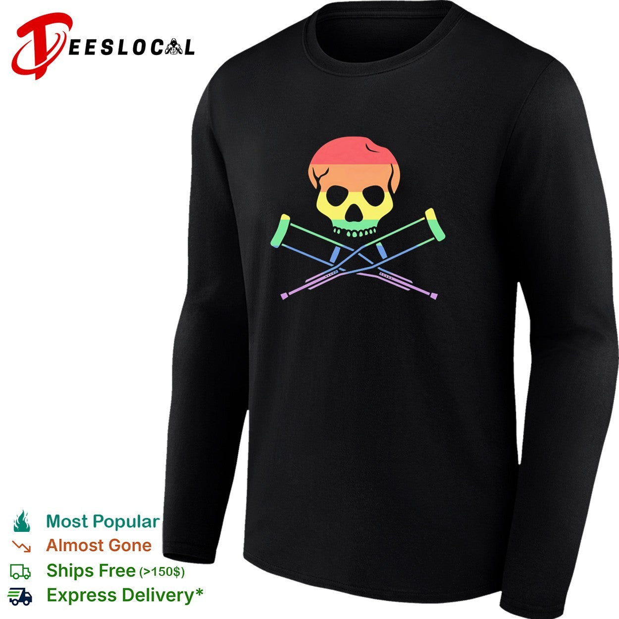 Jackass skull and crutches rainbow pride shirt
