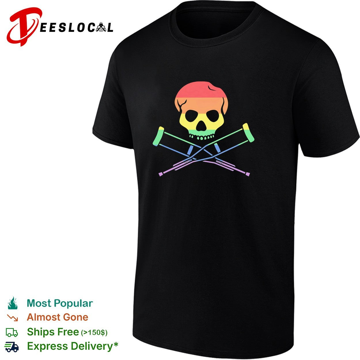 Jackass skull and crutches rainbow pride shirt