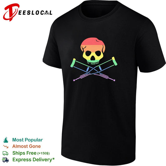 Jackass skull and crutches rainbow pride shirt