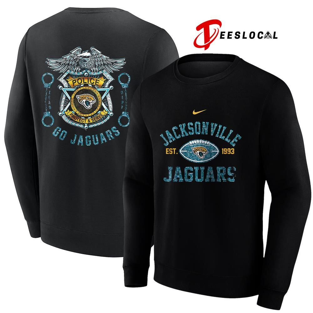 Jacksonville Jaguars law enforcement tribute protect and serve logo shirt