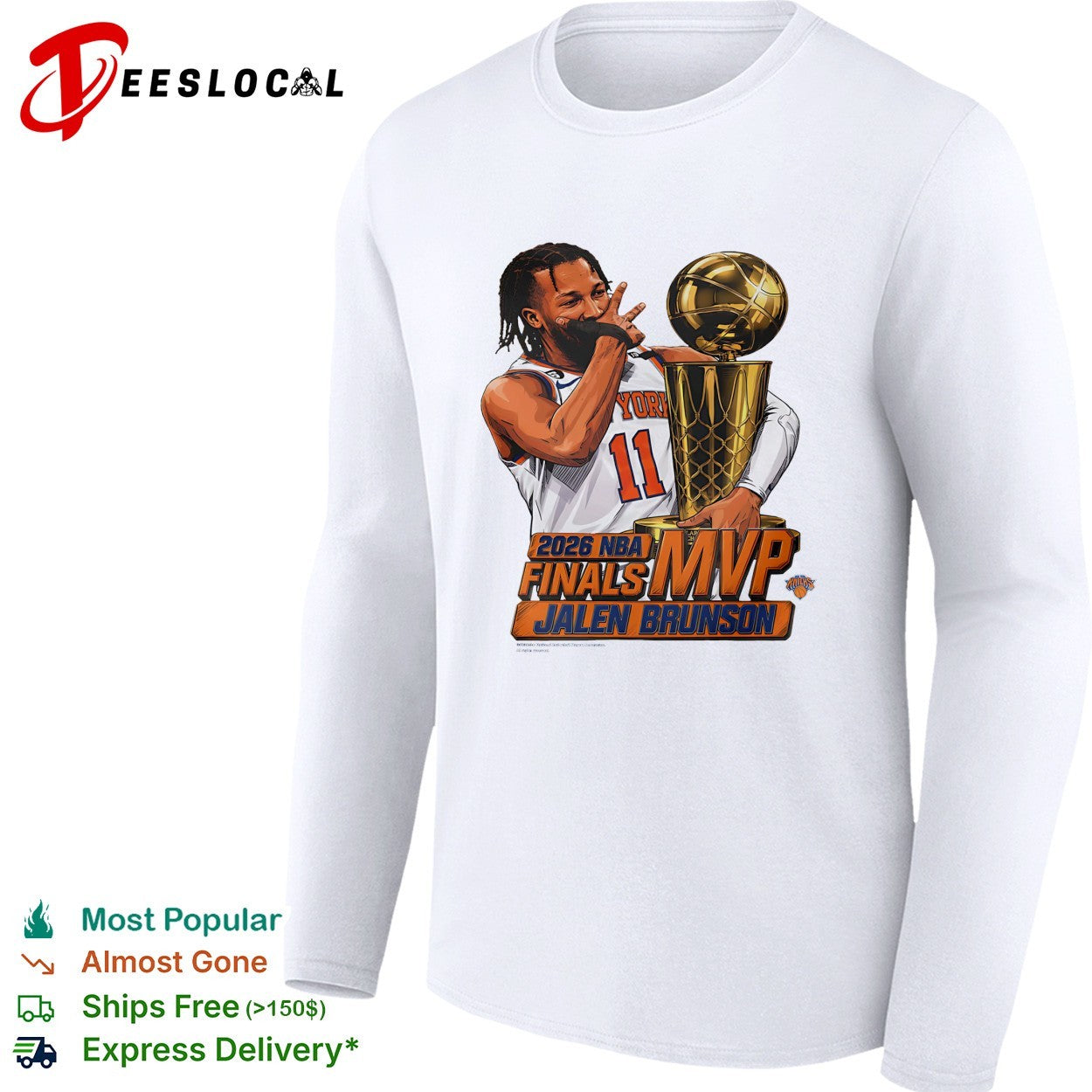 Jalen Brunson 11 2026 NBA Finals MVP kissing trophy celebration art shirt