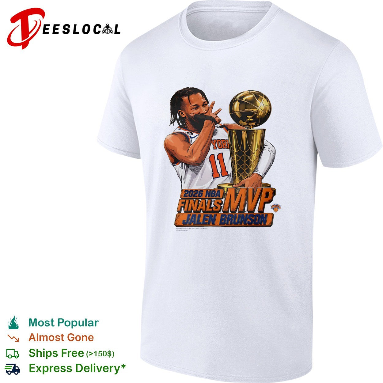 Jalen Brunson 11 2026 NBA Finals MVP kissing trophy celebration art shirt