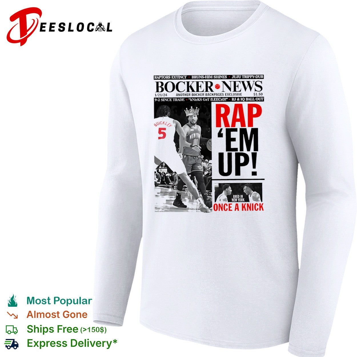 Jalen Brunson Immanuel Quickley New York Knicks NBA Bocker News Rap Em Up shirt