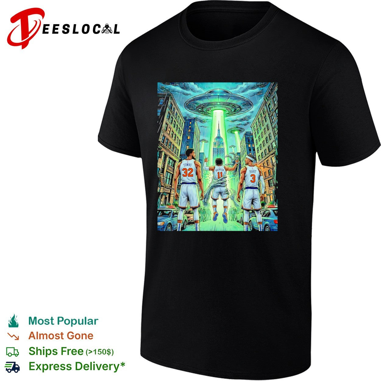 Jalen Brunson Karl Anthony Towns Josh Hart New York Knicks UFO Alien Abduction shirt