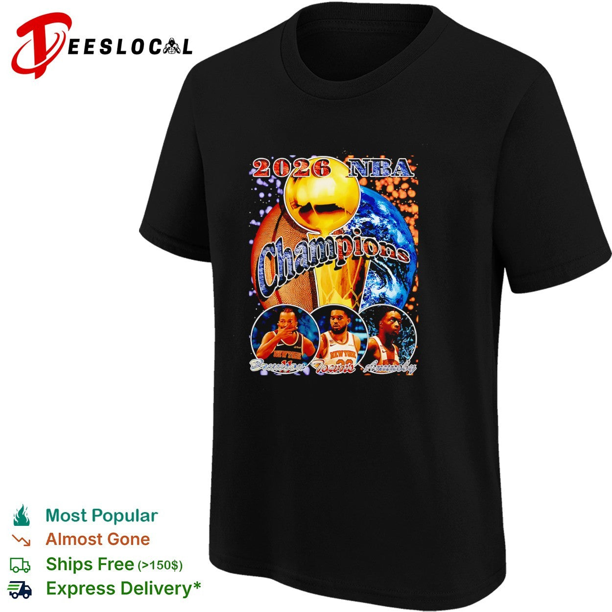 Jalen Brunson Karl Anthony Towns OG Anunoby New York Knicks 2026 NBA Champions shirt