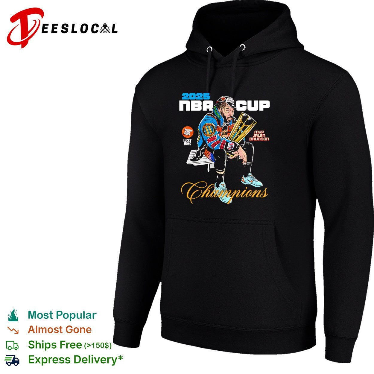 Jalen Brunson New York Knicks 2025 NBA Cup Champions Bocker Back Pages Lucky Mong shirt