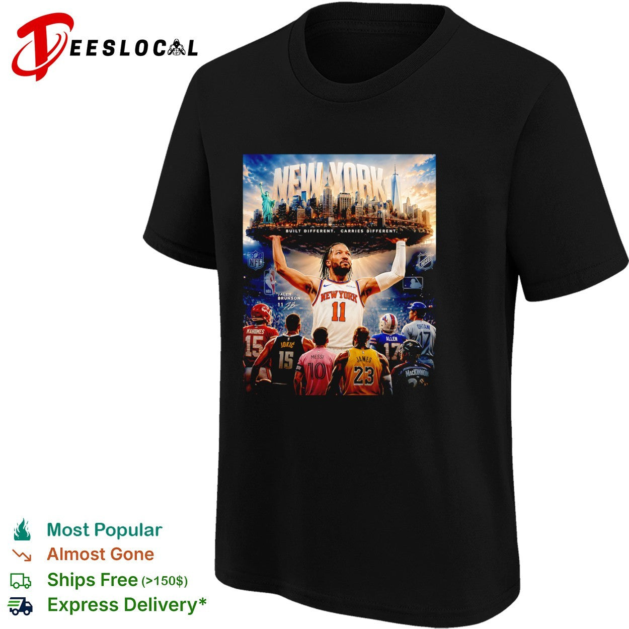 Jalen Brunson New York Knicks Built Different Carries Different Messi LeBron Shirt