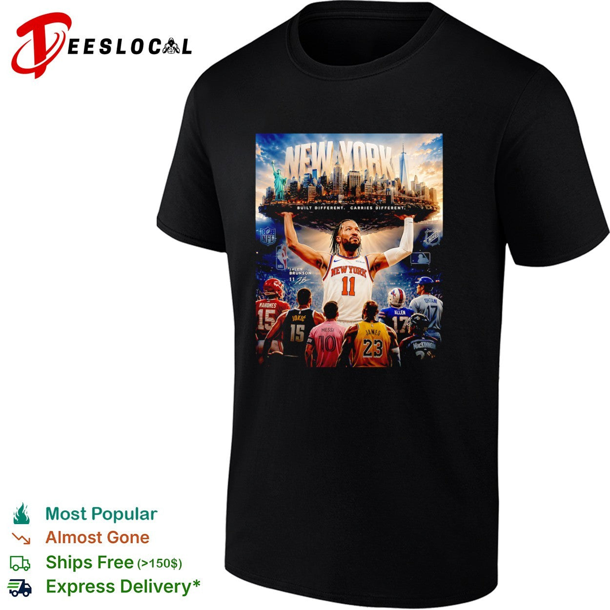 Jalen Brunson New York Knicks Built Different Carries Different Messi LeBron Shirt