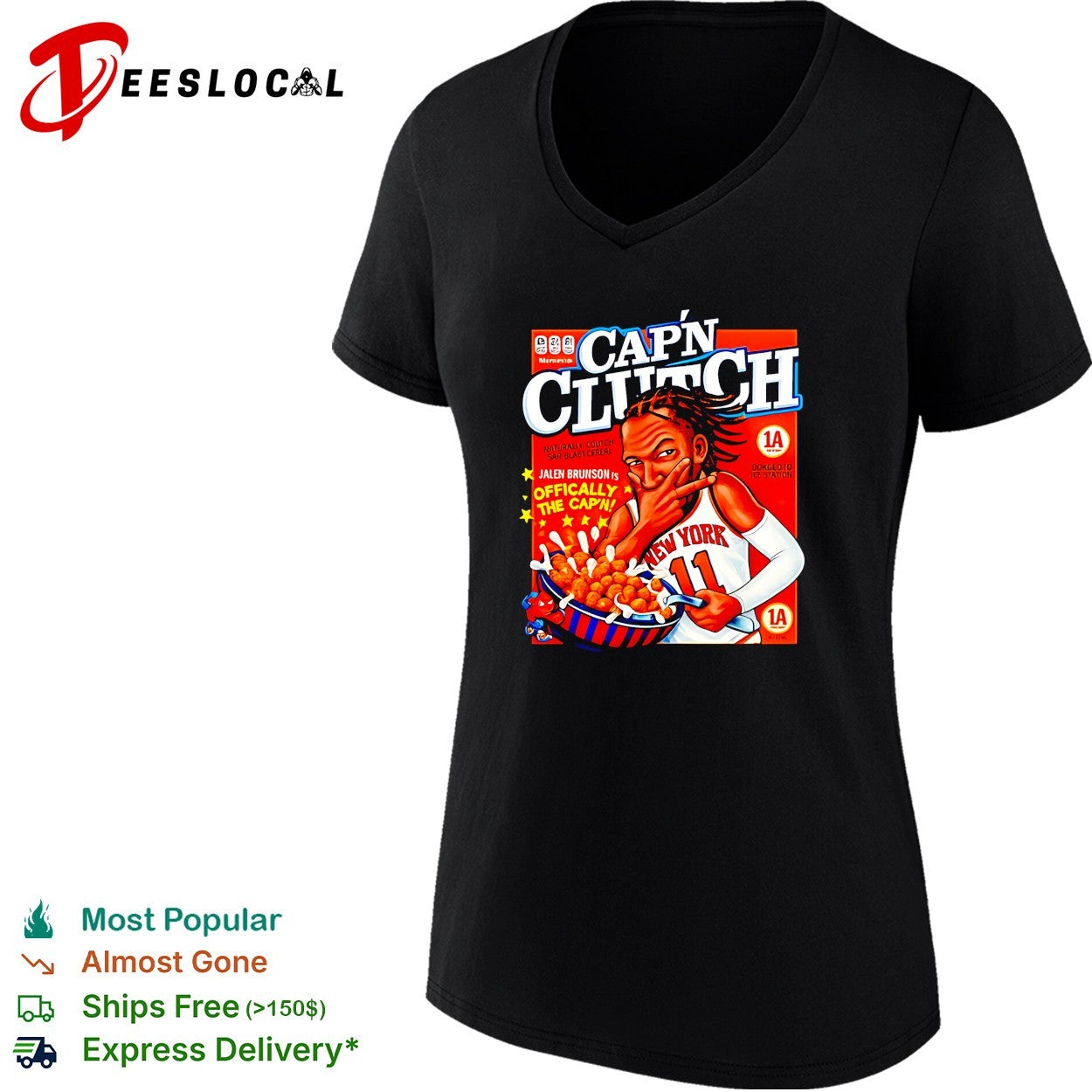 Jalen Brunson New York Knicks Cap’n Clutch cartoon shirt