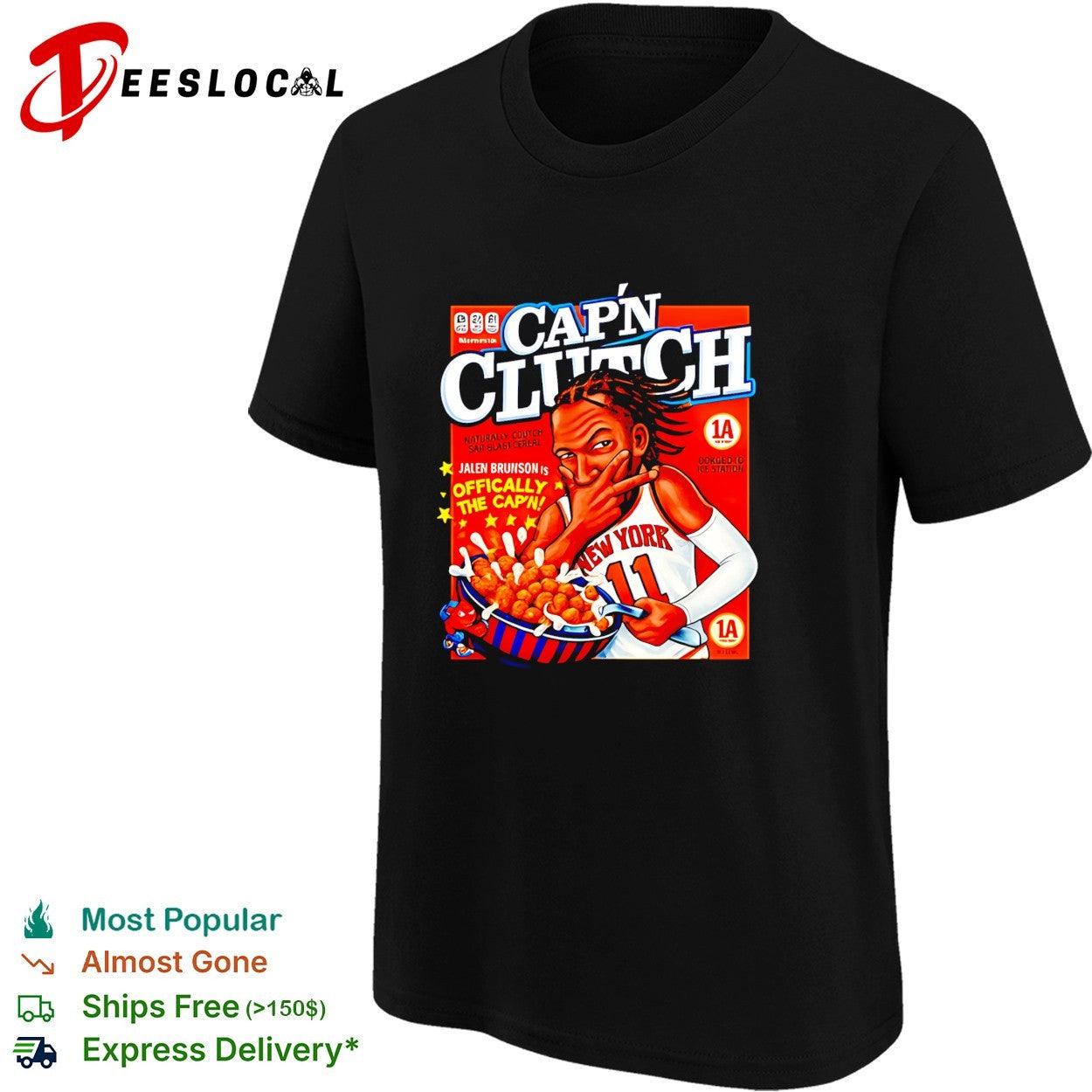 Jalen Brunson New York Knicks Cap’n Clutch cartoon shirt