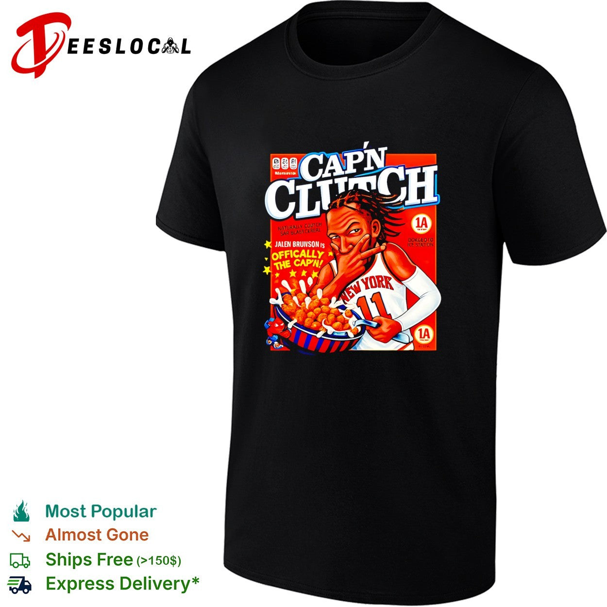 Jalen Brunson New York Knicks Cap’n Clutch cartoon shirt