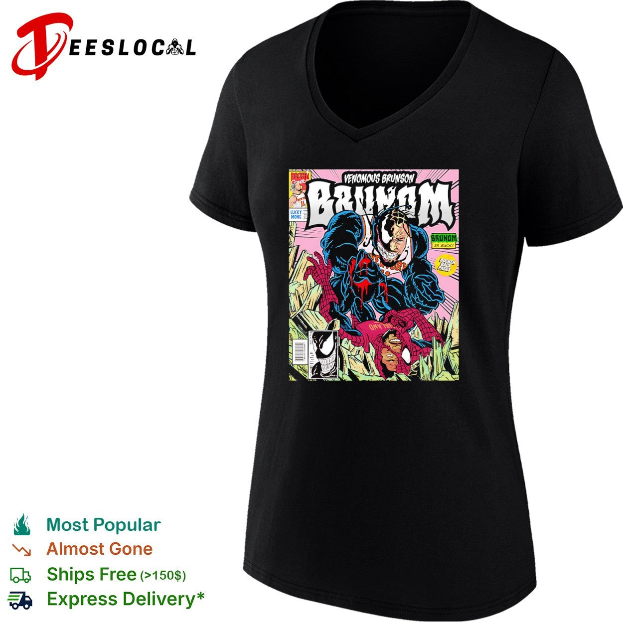 Jalen Brunson New York Knicks Venom Marvel Parody Brunom is back Bocker Comics shirt
