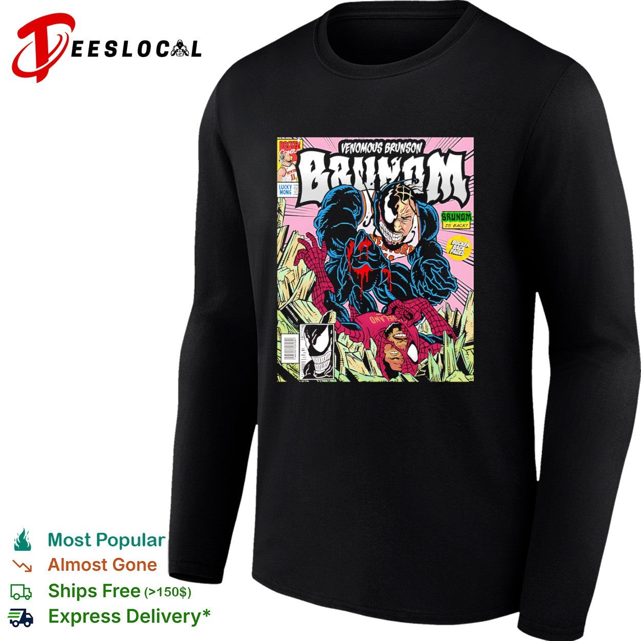 Jalen Brunson New York Knicks Venom Marvel Parody Brunom is back Bocker Comics shirt