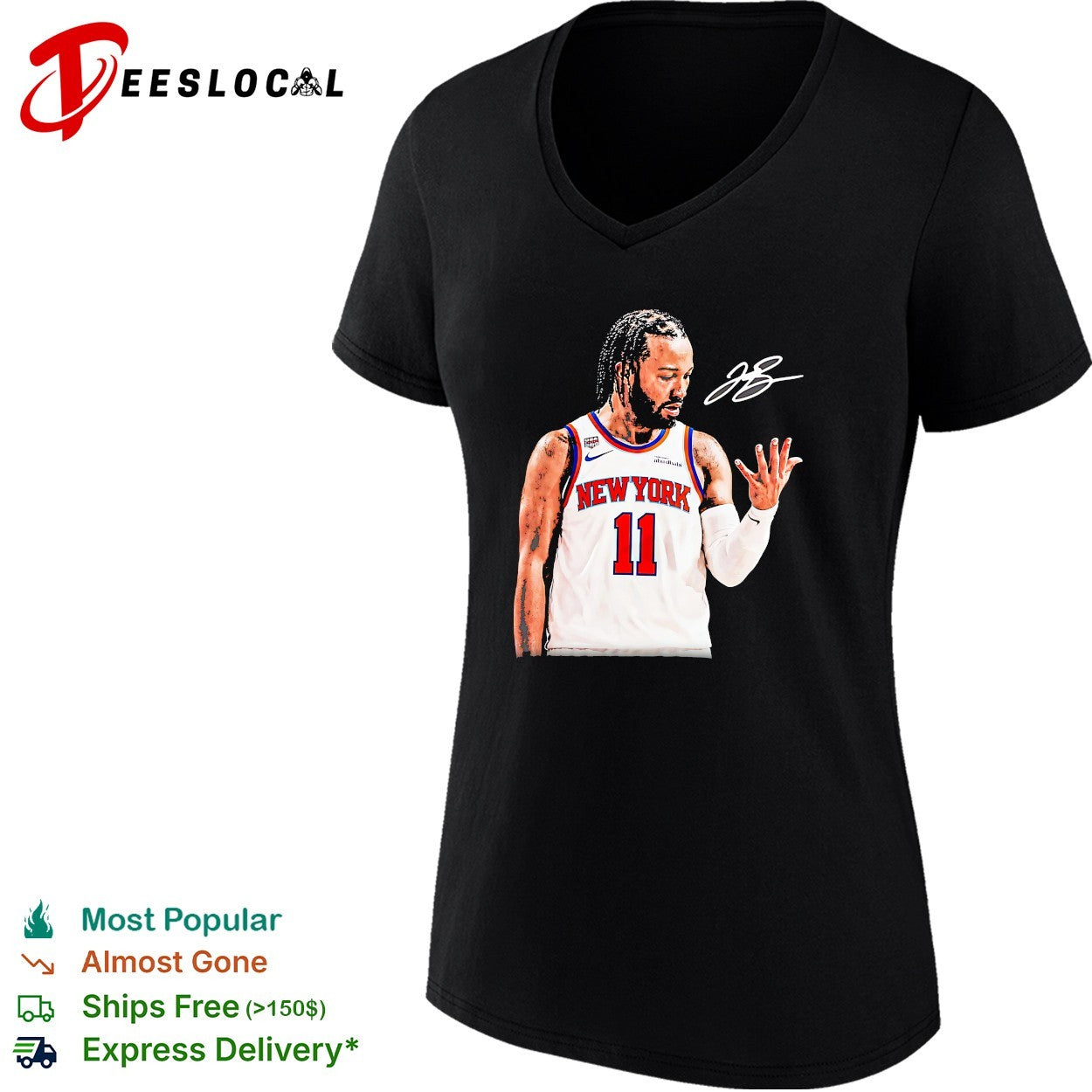 Jalen Brunson New York Knicks number 11 autograph photo signature shirt