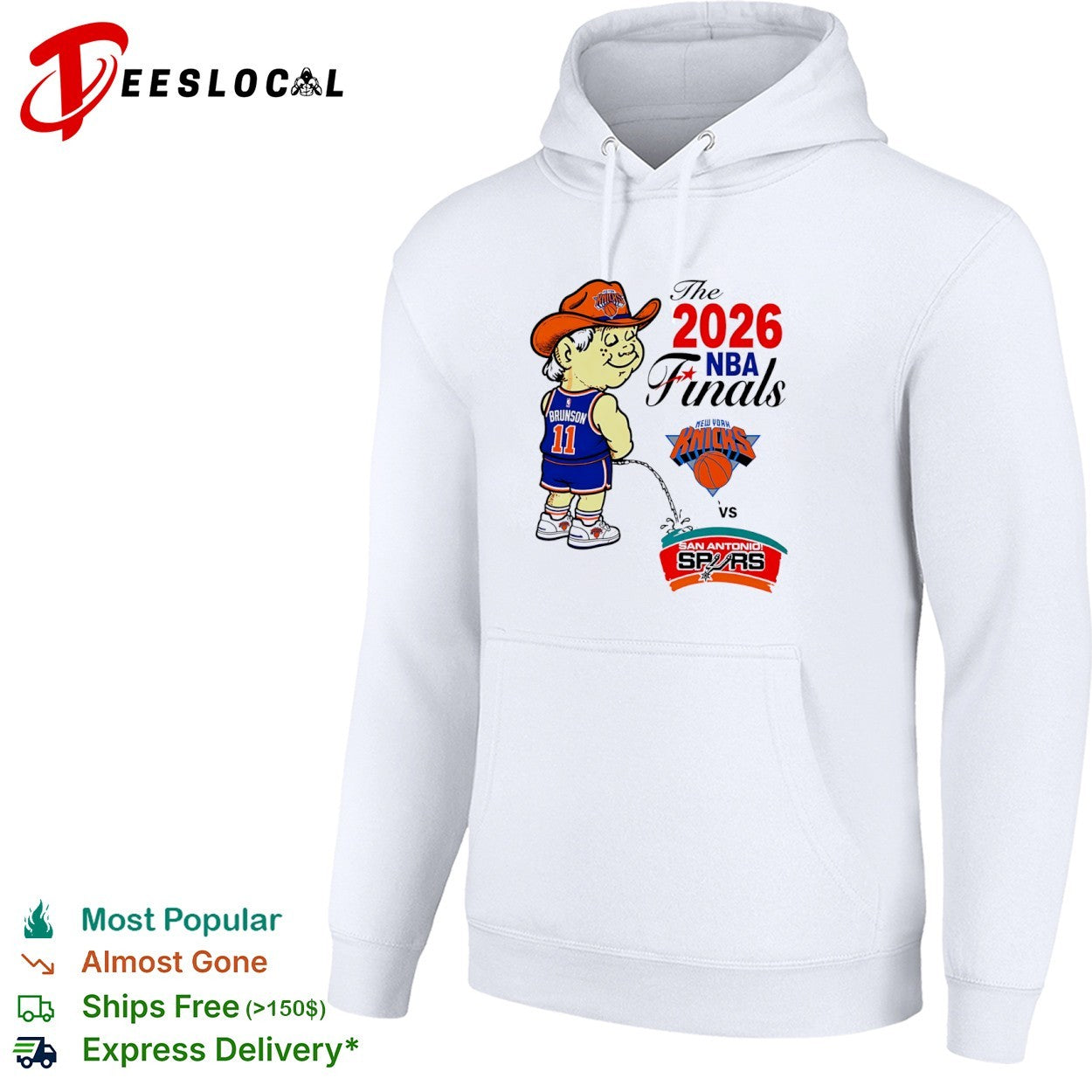 Jalen Brunson New York Knicks peeing on San Antonio Spurs The 2026 NBA Finals shirt