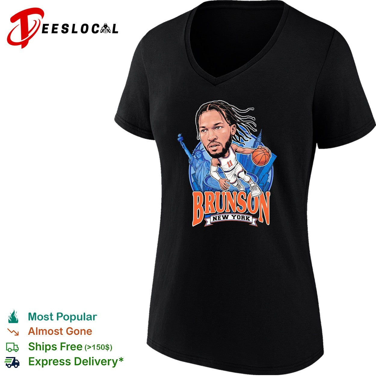 Jalen Brunson New York Knicks player illustration team banner shirt