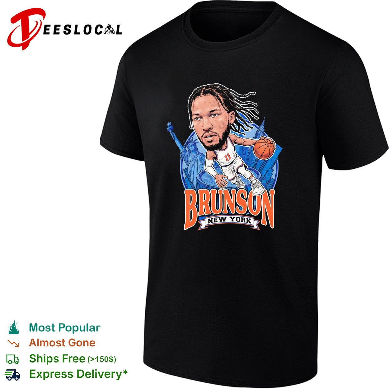 Jalen Brunson New York Knicks player illustration team banner shirt