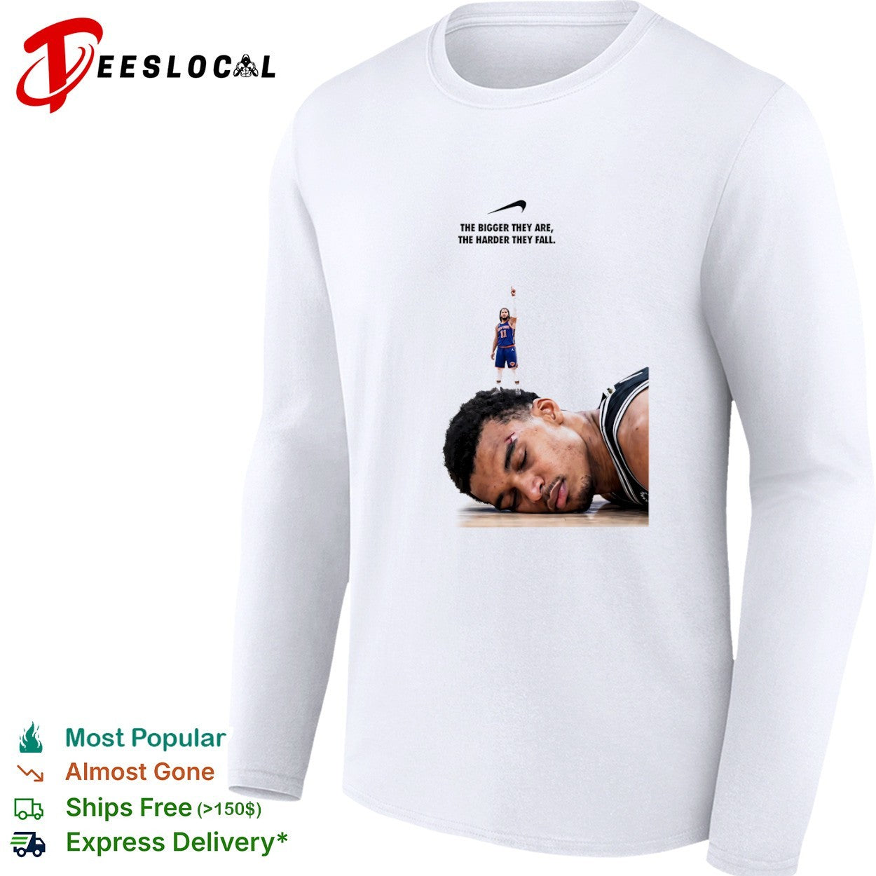 Jalen Brunson New York Knicks the bigger they are the harder they fall Victor Wembanyama shirt