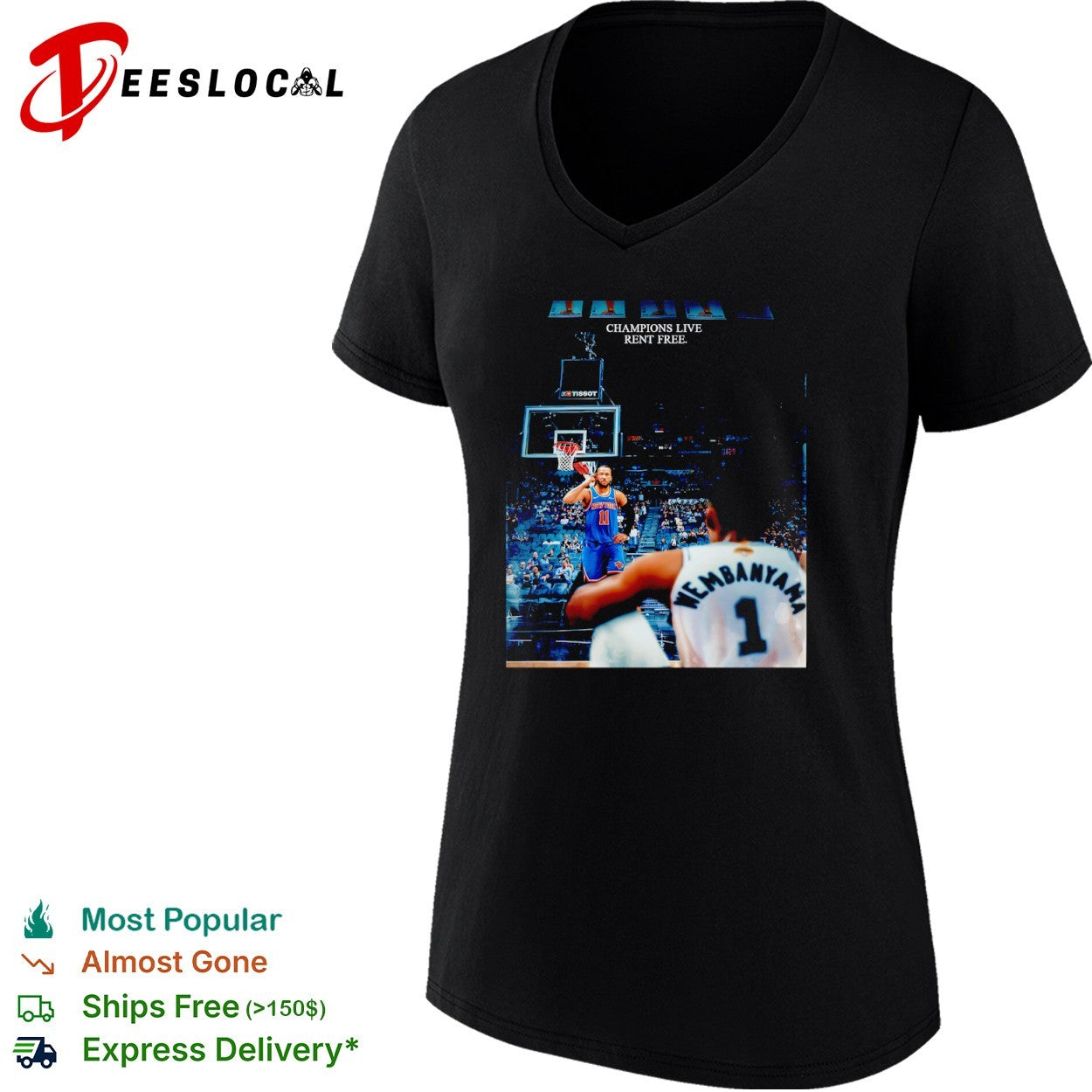 Jalen Brunson New York Knicks vs Victor Wembanyama San Antonio Spurs Champions Live Rent Free shirt