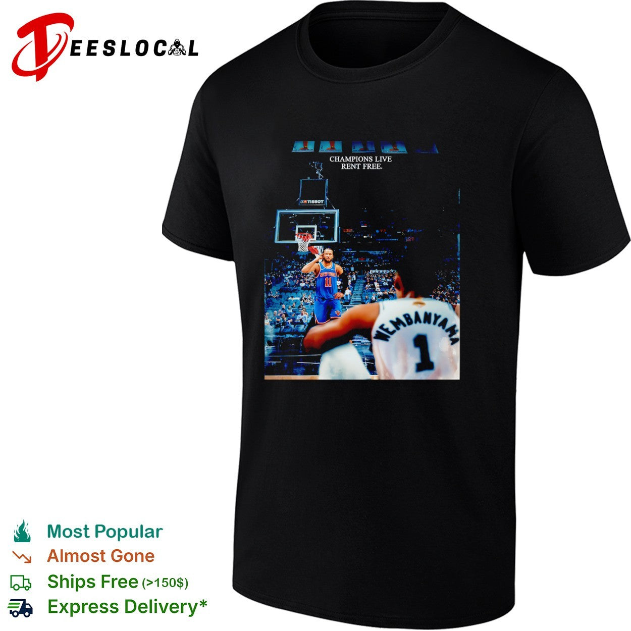 Jalen Brunson New York Knicks vs Victor Wembanyama San Antonio Spurs Champions Live Rent Free shirt