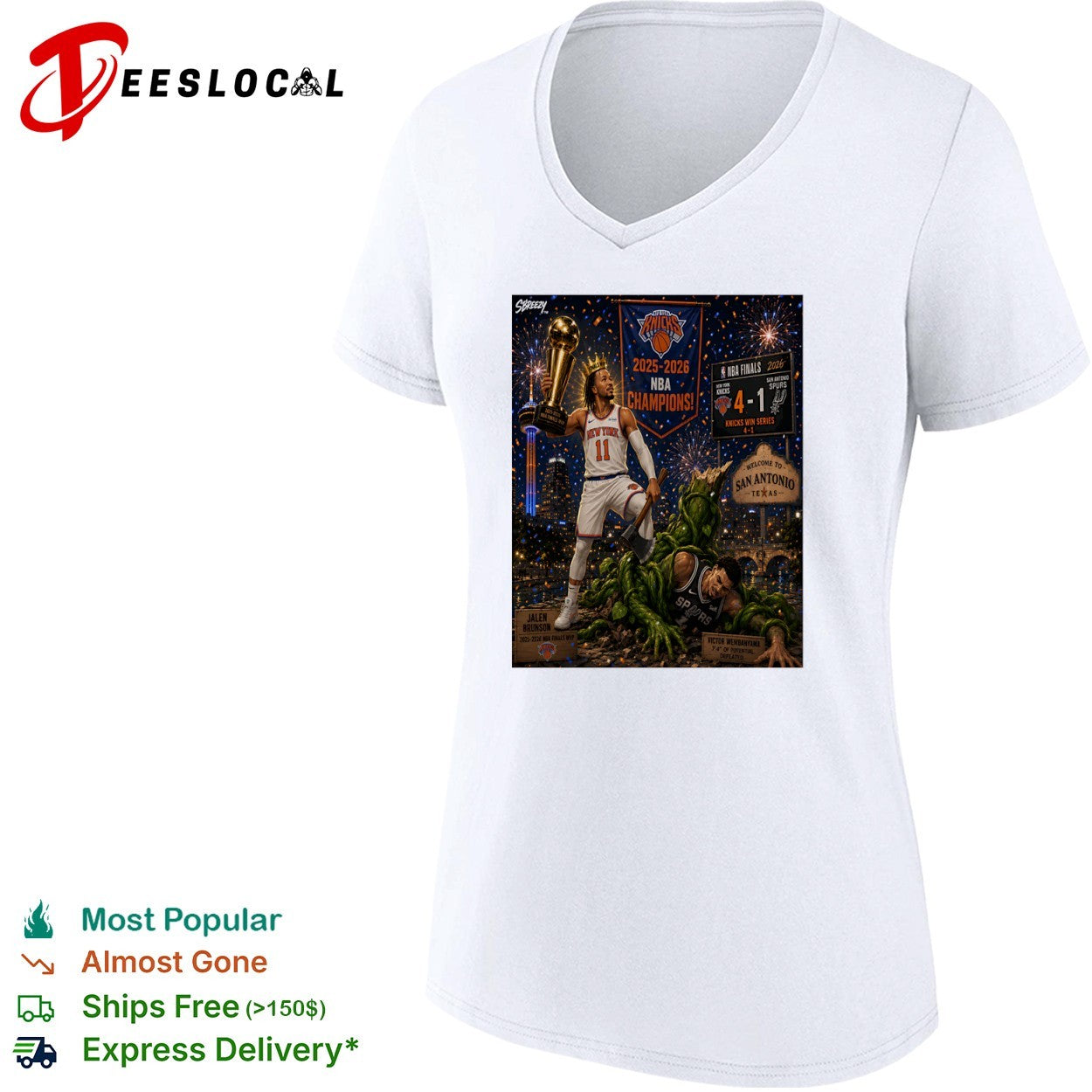 Jalen Brunson New York Knicks vs Victor Wembanyama San Antonio Spurs NBA Champions 2025 2026 shirt