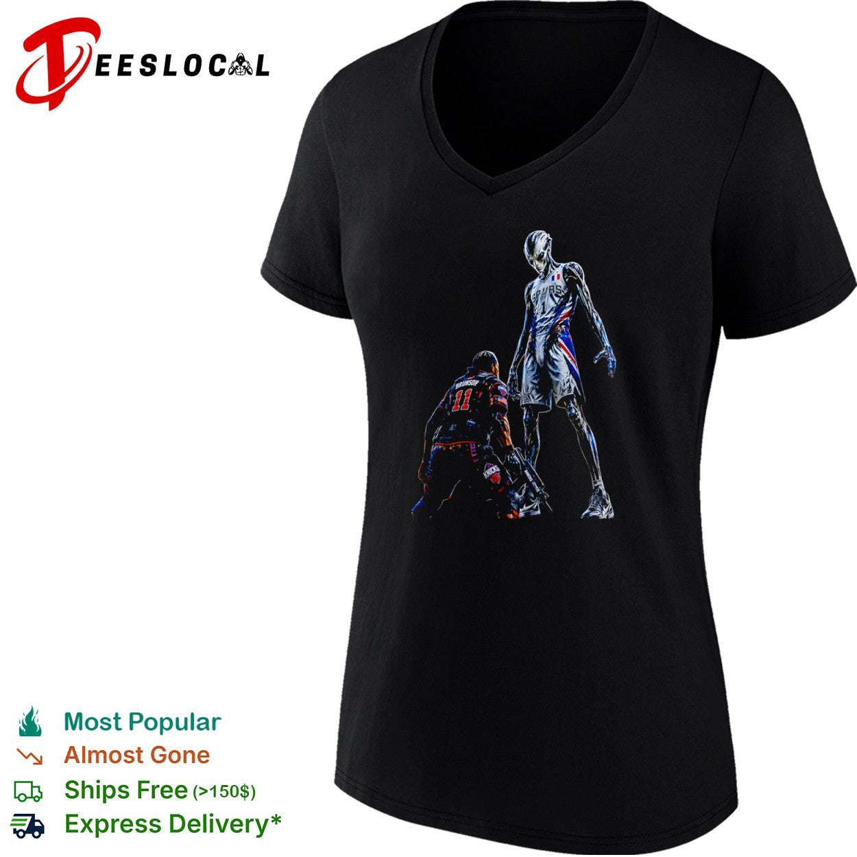 Jalen Brunson New York Knicks vs Victor Wembanyama alien San Antonio Spurs NBA Parody shirt