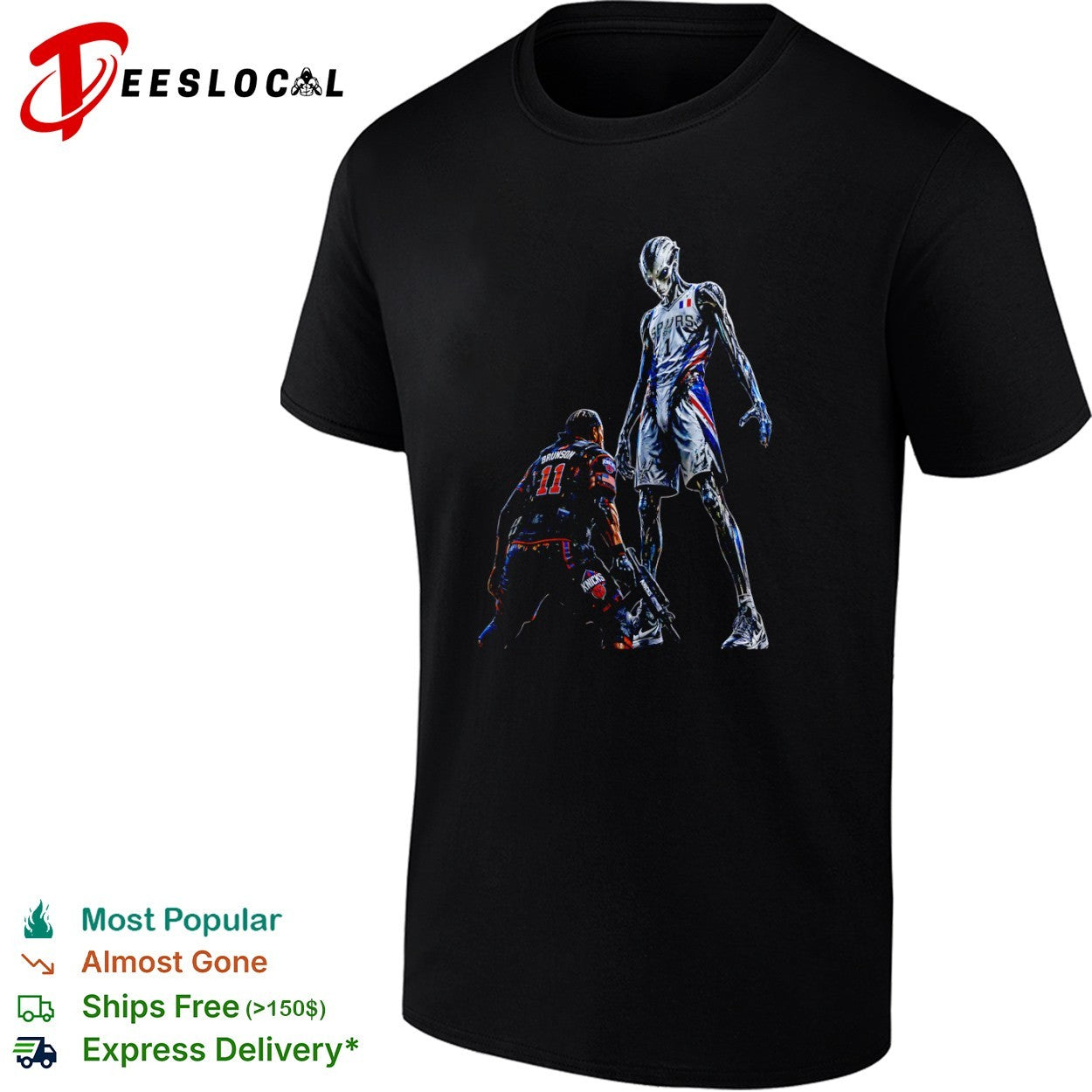Jalen Brunson New York Knicks vs Victor Wembanyama alien San Antonio Spurs NBA Parody shirt