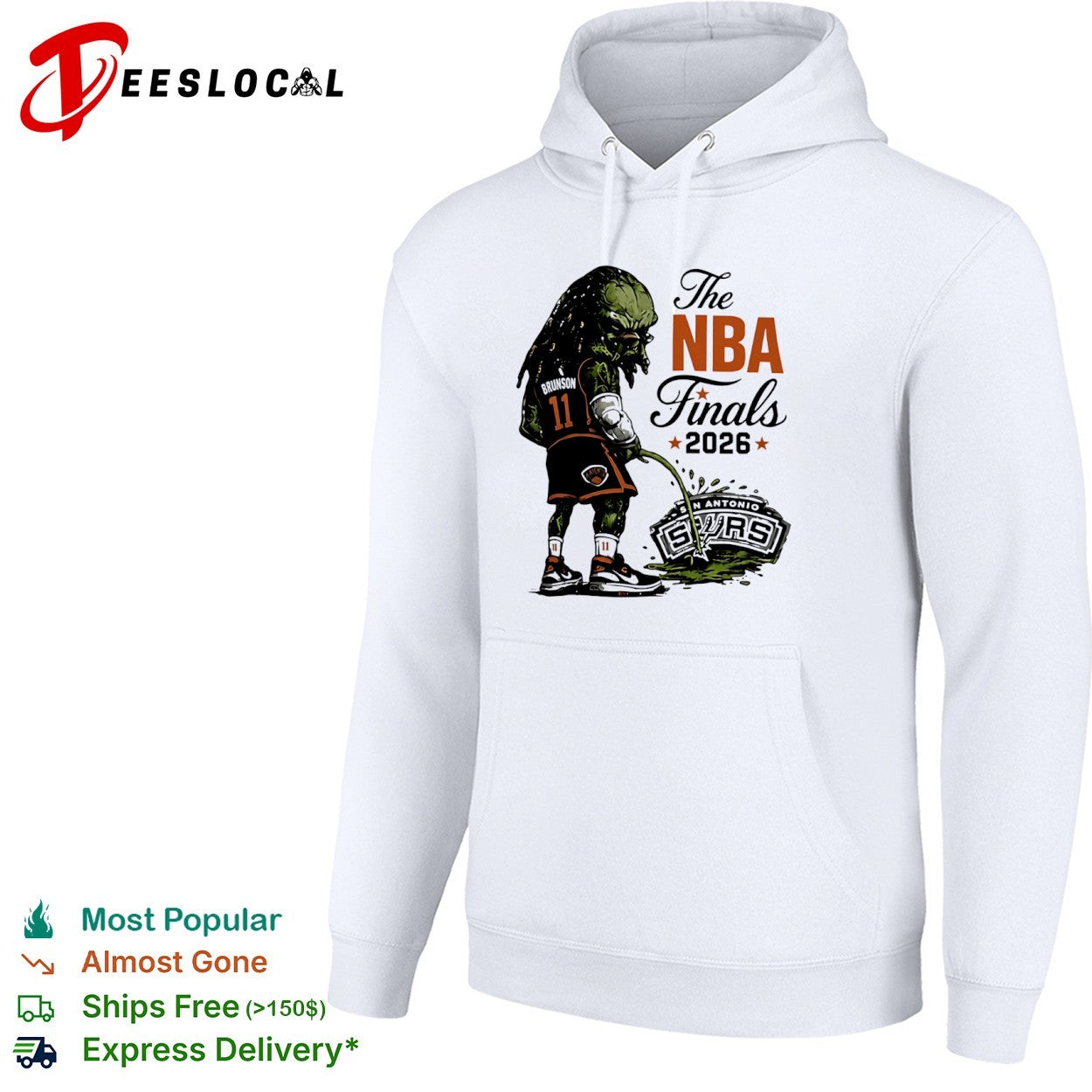 Jalen Brunson monster New York Knicks alien peeing the NBA Finals 2026 San Antonio Spurs 11 shirt