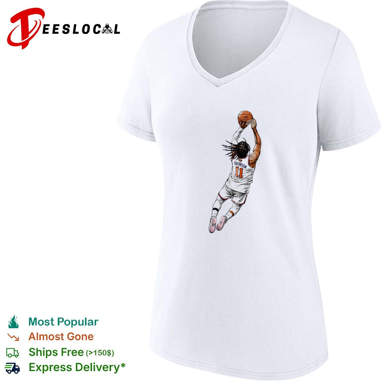 Jalen Brunson number 11 New York Knicks dunk illustration shirt