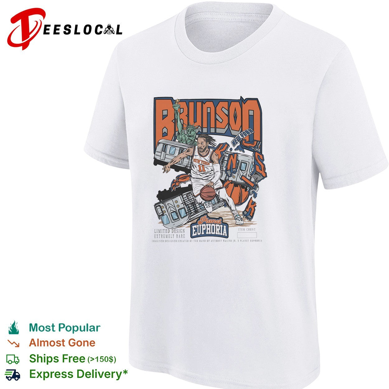 Jalen Brunson of New York Knicks basketball concert shirt
