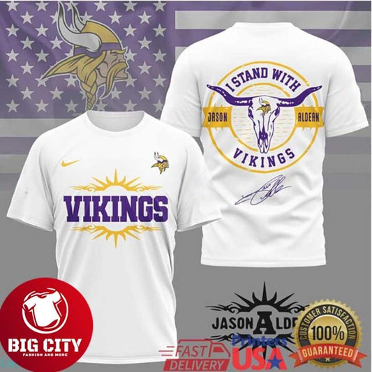 Jason Aldean x Minnesota Vikings “I Stand With” Longhorn Two Sided Shirt