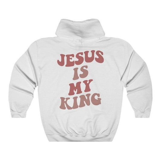 Jesus Is My King Hoodie - Cute Aesthetic Hoodie, Cotton Blend, Long Sleeve, Crewneck, Ideal for Men and Kids
