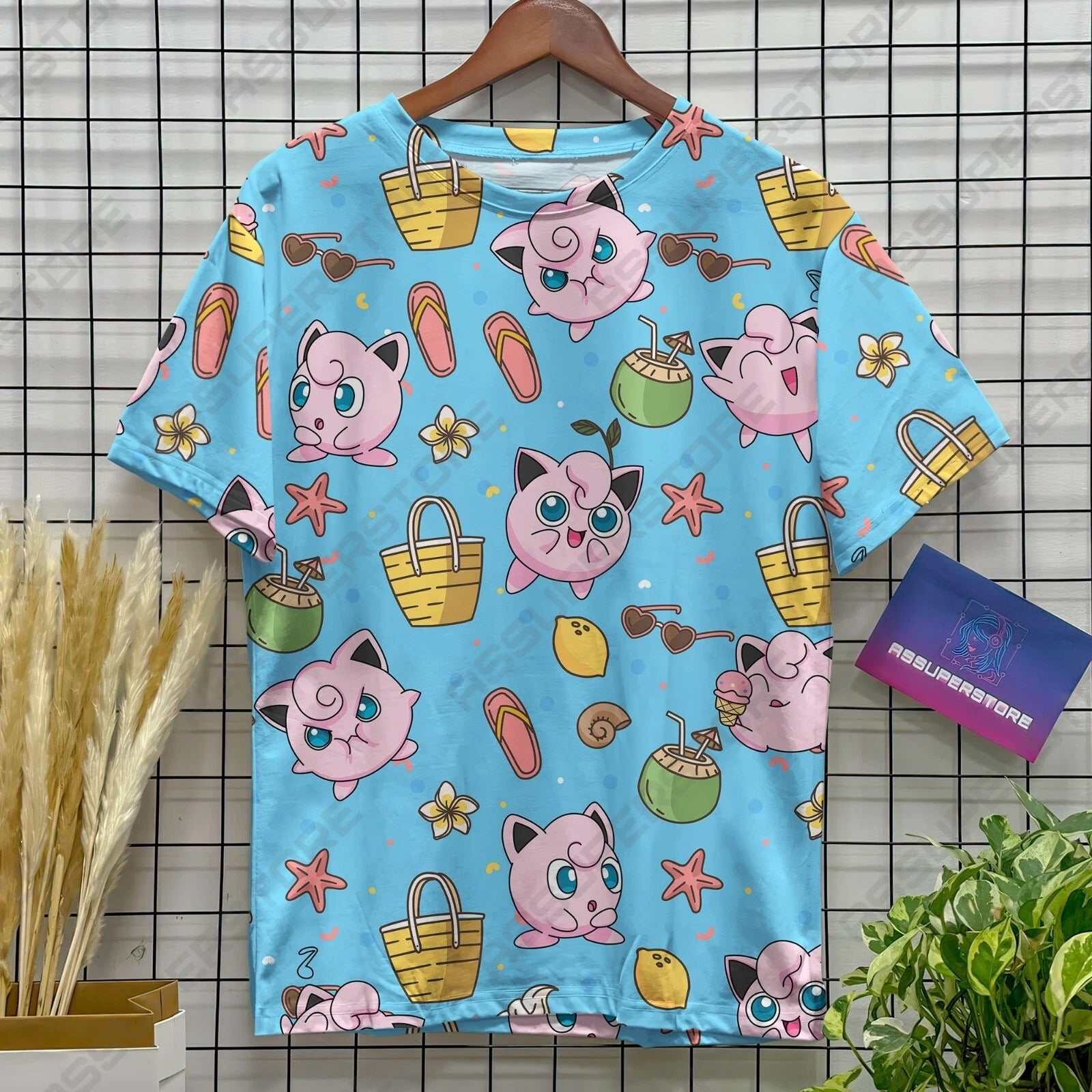 Jigglypuff Cute Funny Tshirt Jigglypuff Pink Design Tshirt Summer Anime Shirt Ha