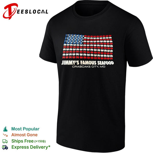 Jimmy’s Famous Seafood Crabcake City MD American Flag shirt