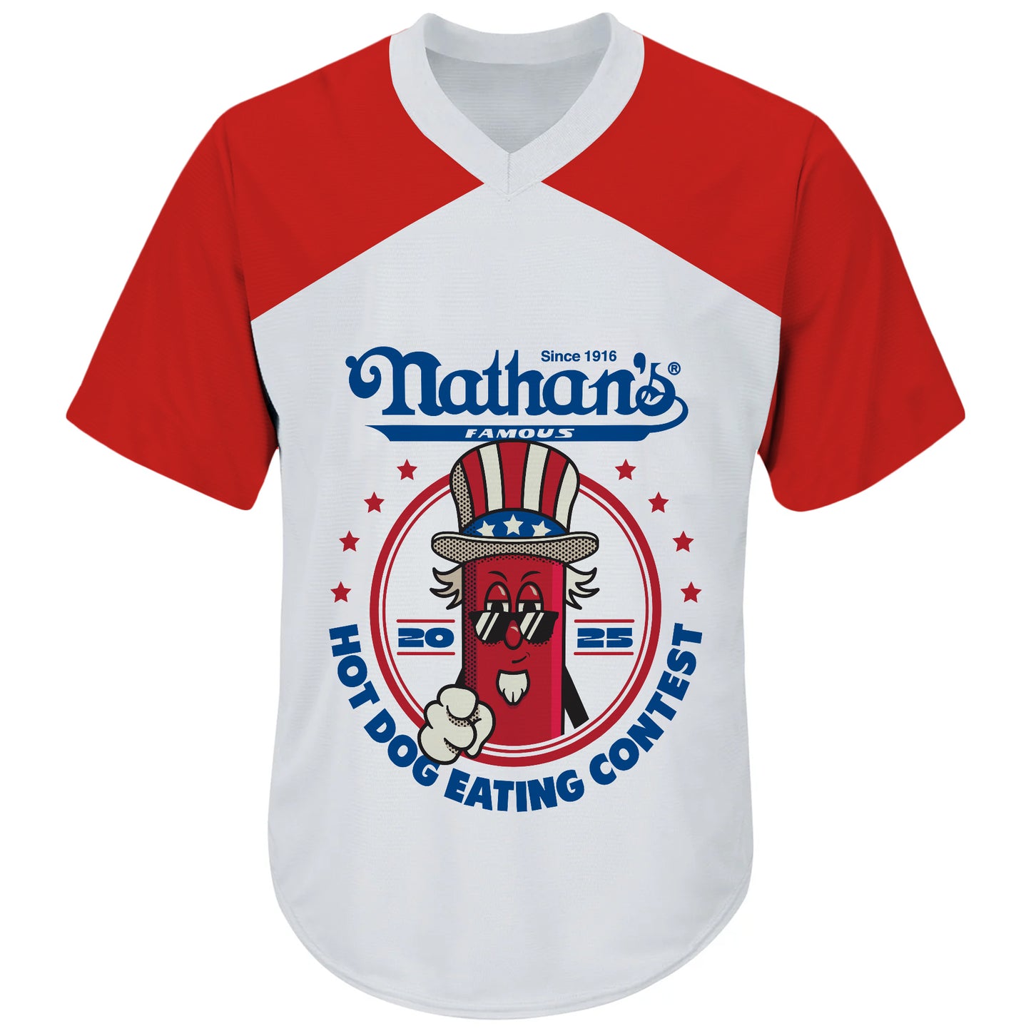 Joey Chestnut Nathan Famous Hot Dog Contest 2025 Men V-Neck Jersey