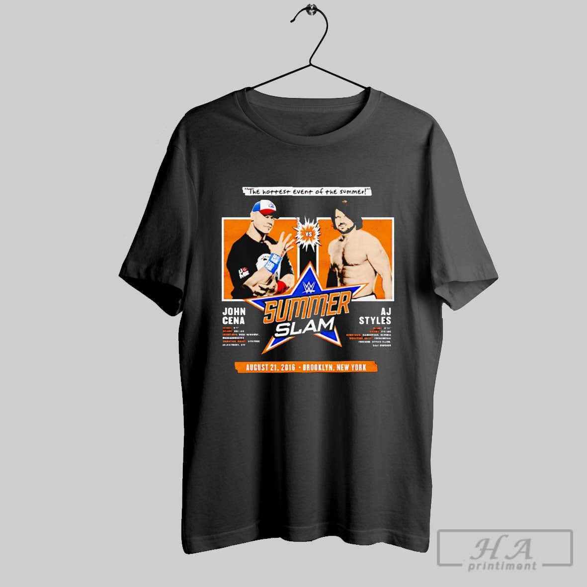 John Cena Vs Aj Styles Summerslam 2016 Match Poster - clothing by TeeHivey.com