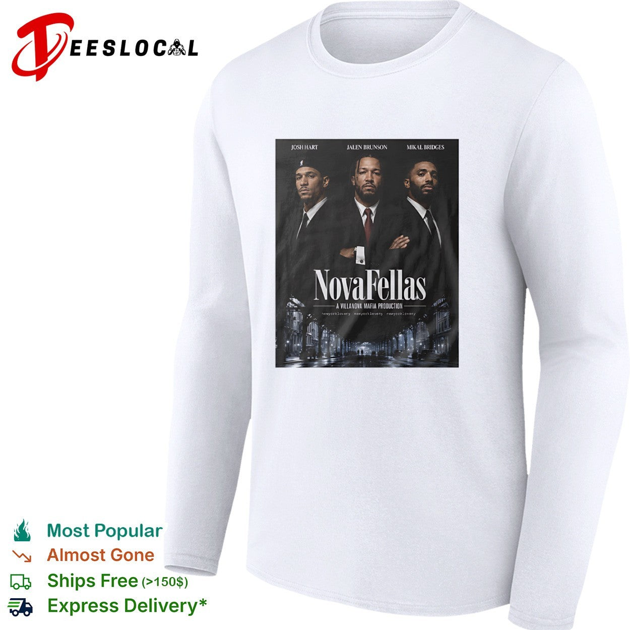 Josh Hart Jalen Brunson Mikal Bridges New York Knicks NovaFellas Goodfellas shirt