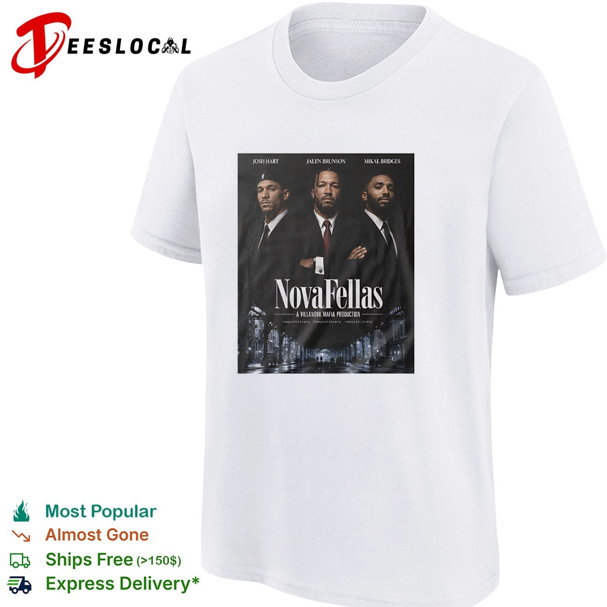 Josh Hart Jalen Brunson Mikal Bridges New York Knicks NovaFellas Goodfellas shirt