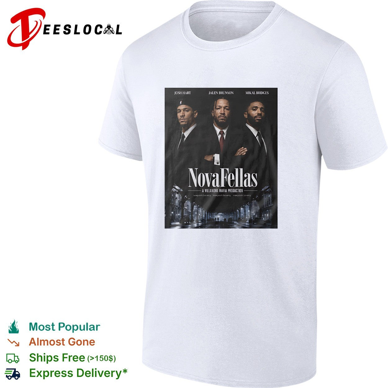 Josh Hart Jalen Brunson Mikal Bridges New York Knicks NovaFellas Goodfellas shirt