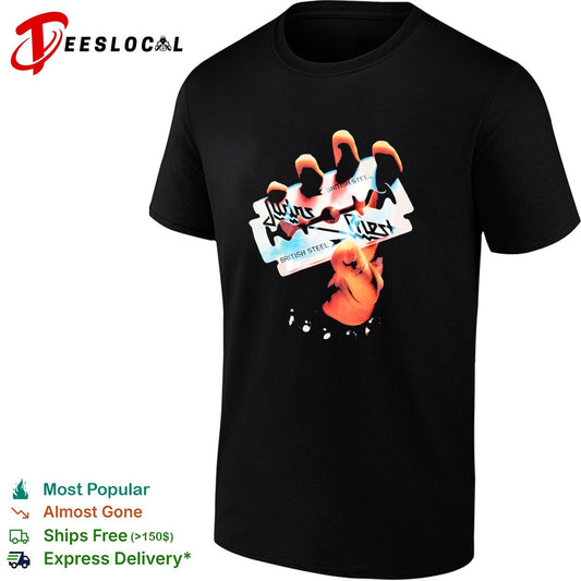 Judas Priest British Steel Razor Blade Heavy Metal Music Band Logo Graphic shirt