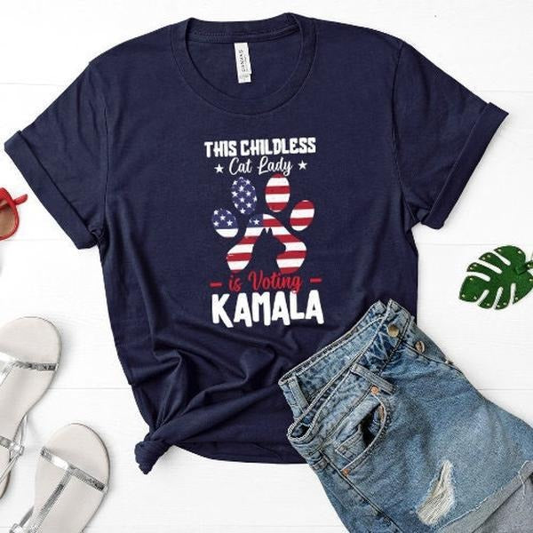 Kamala Harris 2024 shirt, Childless Cat ladies Voting for Kamala shirt, Madam President 2024 shirt, Kamala Rally shirt, Election 2024 shirt