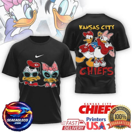 Kansas City Chiefs Donald &amp; Daisy Duck Retro Fan Two Sided Shirt