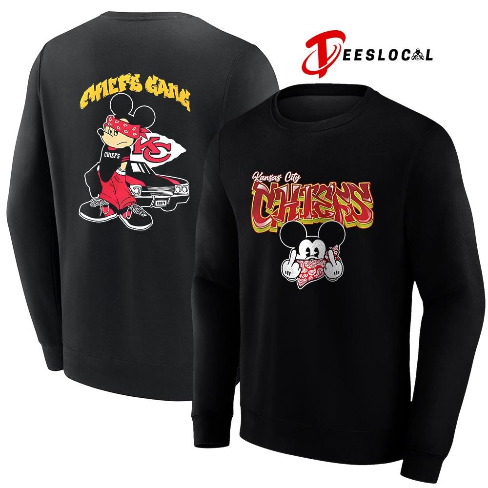 Kansas City Chiefs x Gangsta Mickey Mouse middle finger shirt
