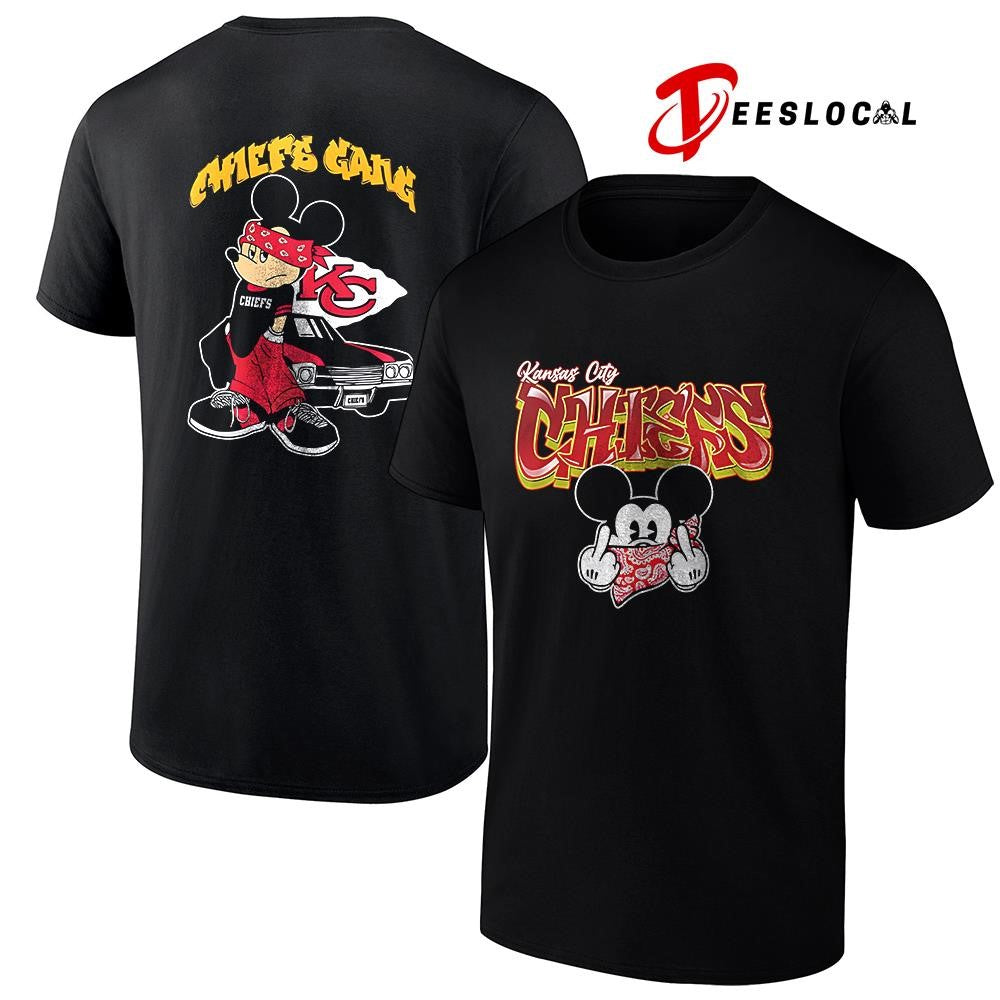 Kansas City Chiefs x Gangsta Mickey Mouse middle finger shirt
