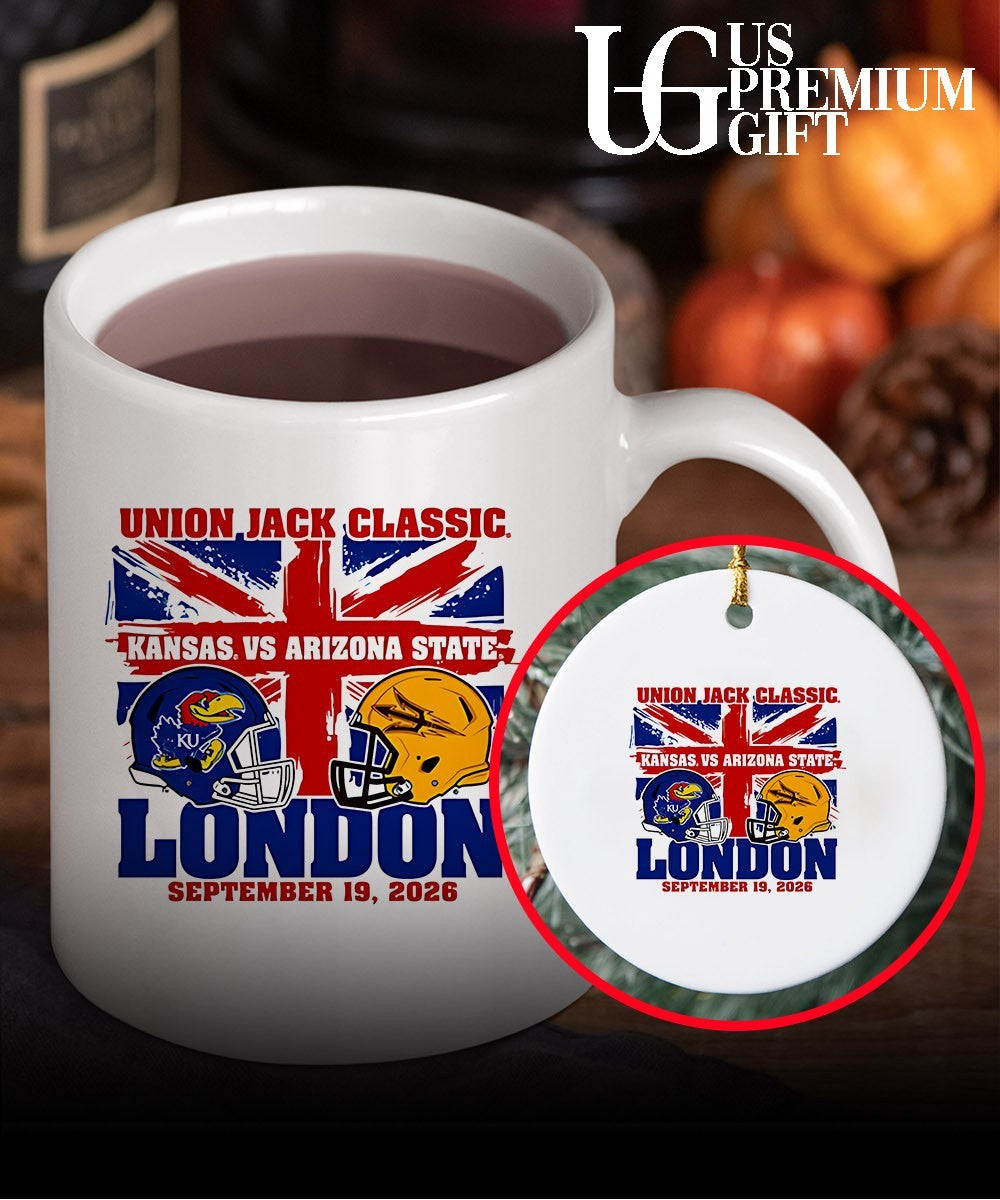 Kansas Jayhawks vs Arizona State Sun Devils Union Jack Classic London 2026 helmets shirt