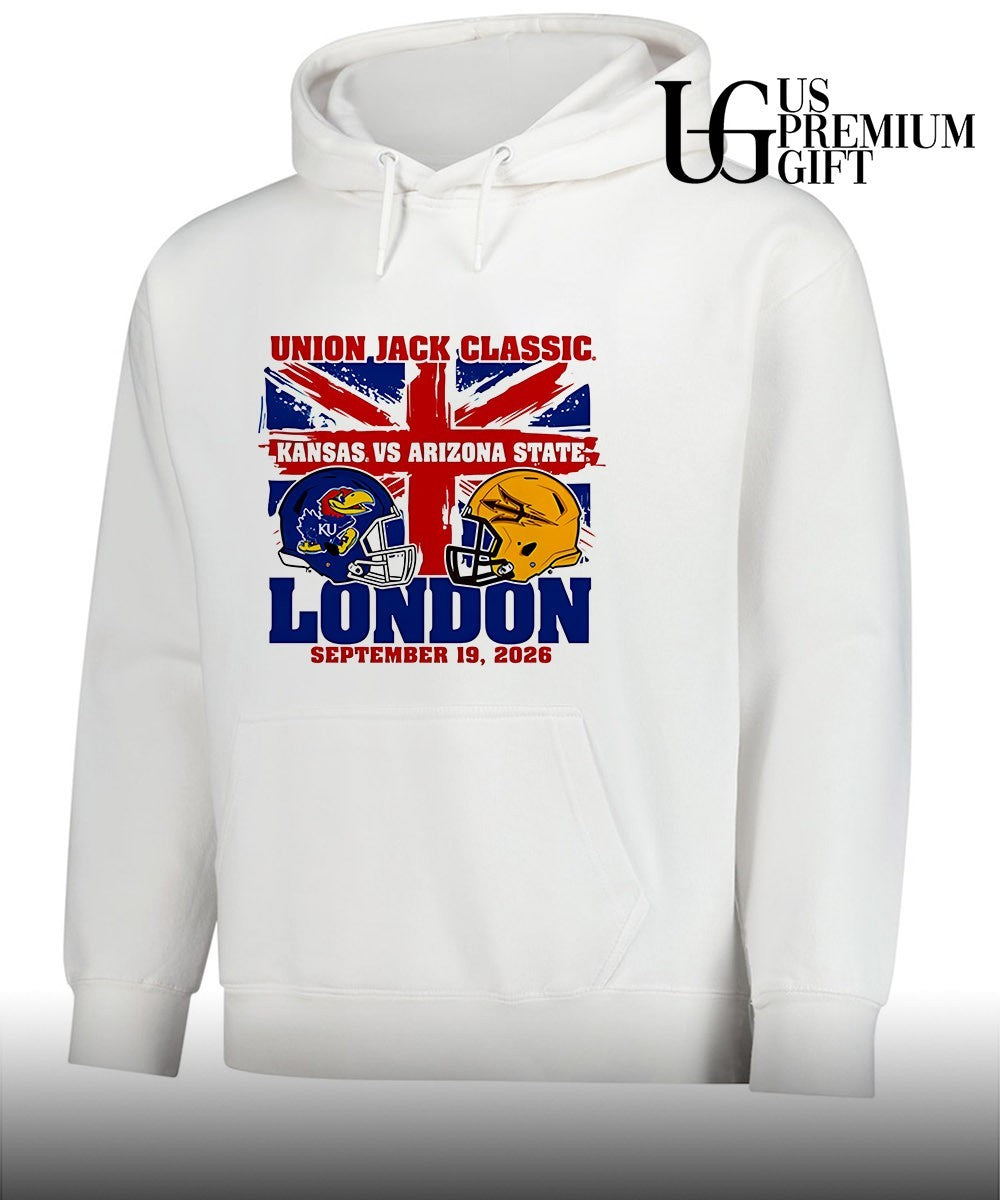 Kansas Jayhawks vs Arizona State Sun Devils Union Jack Classic London 2026 helmets shirt