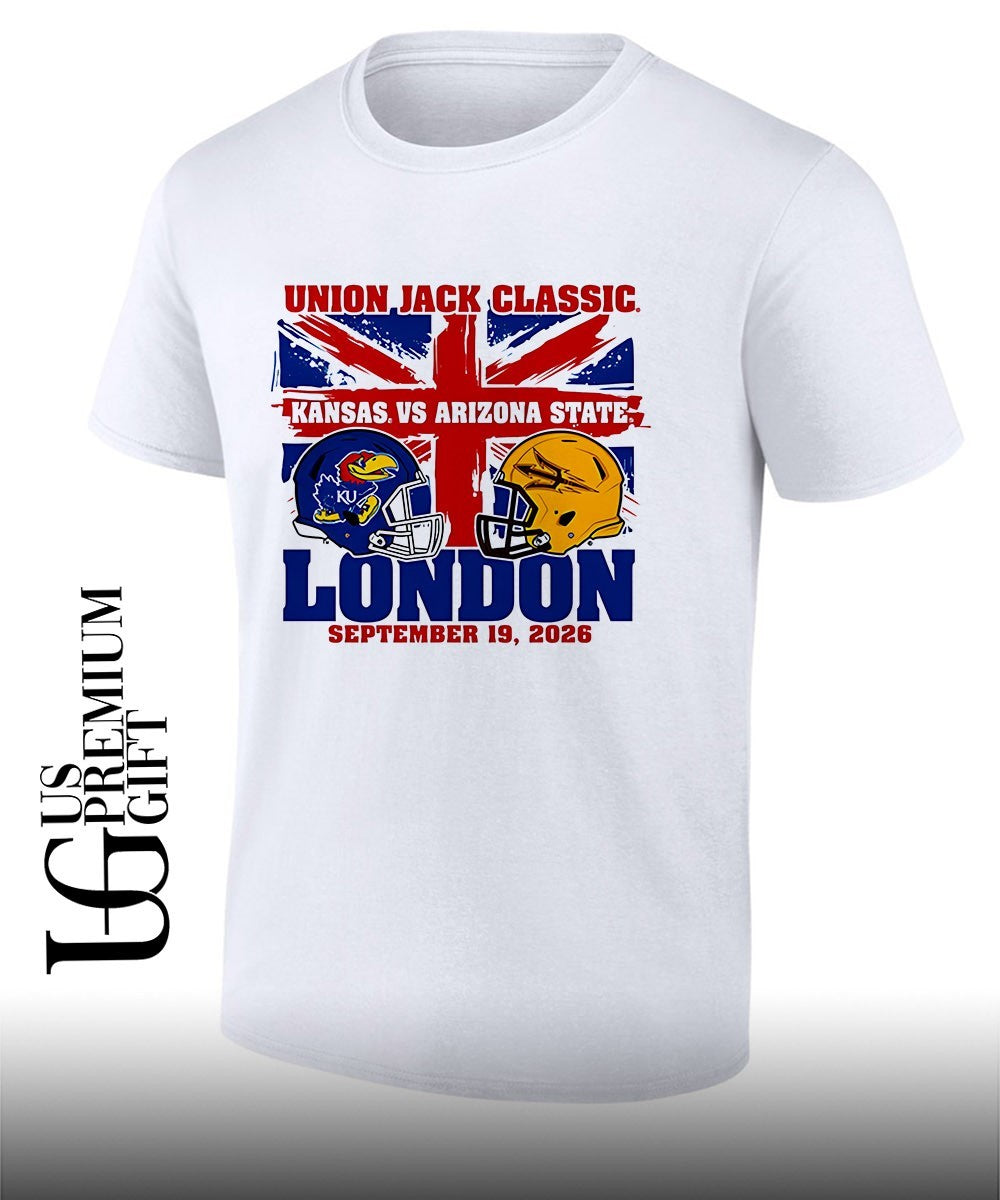 Kansas Jayhawks vs Arizona State Sun Devils Union Jack Classic London 2026 helmets shirt
