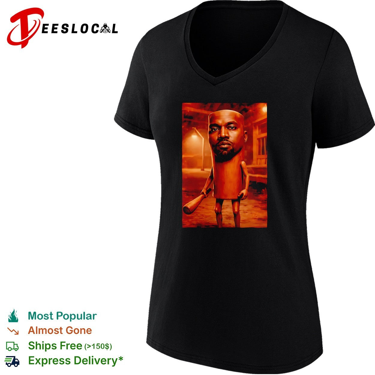 Kanye West wooden figurine bat shirt