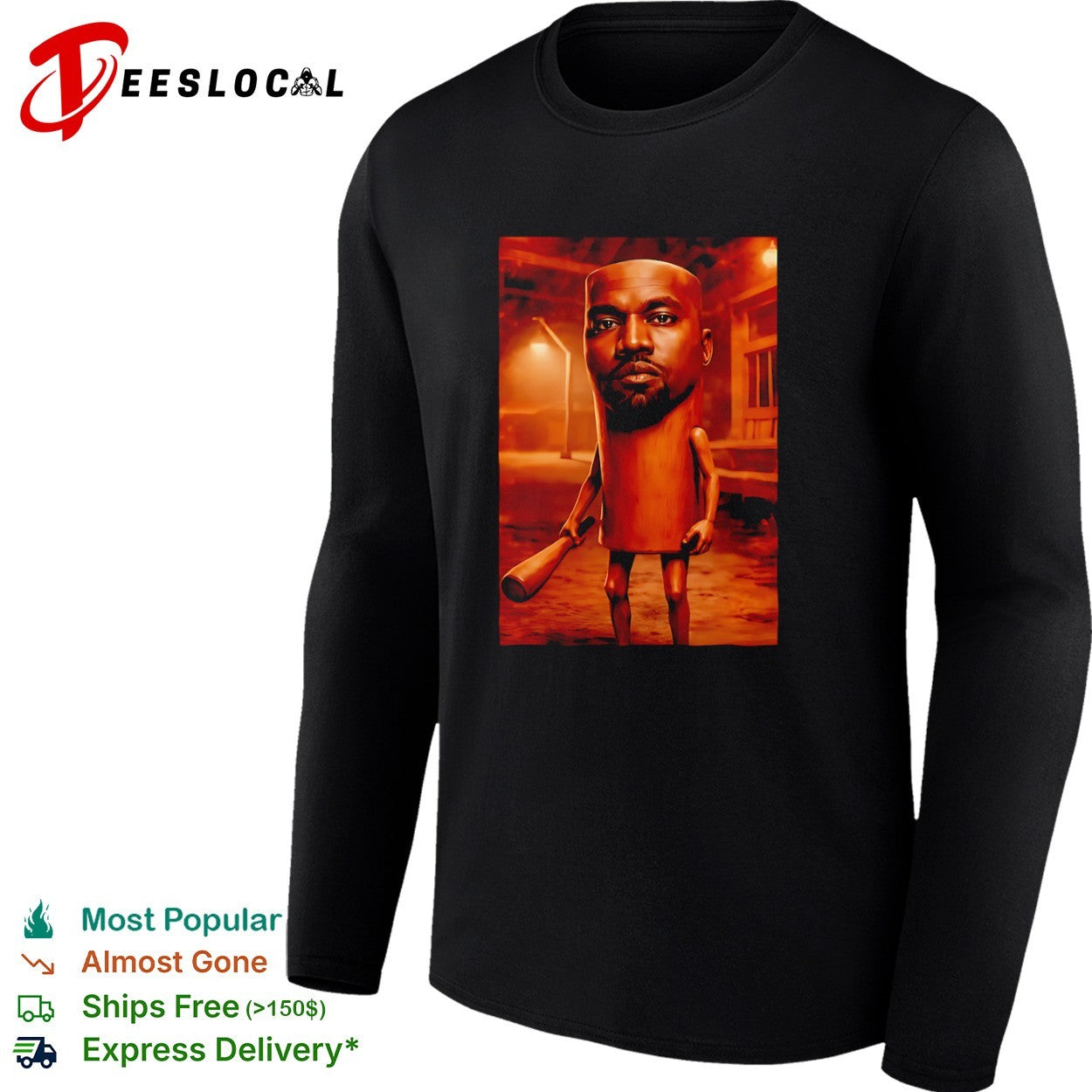Kanye West wooden figurine bat shirt