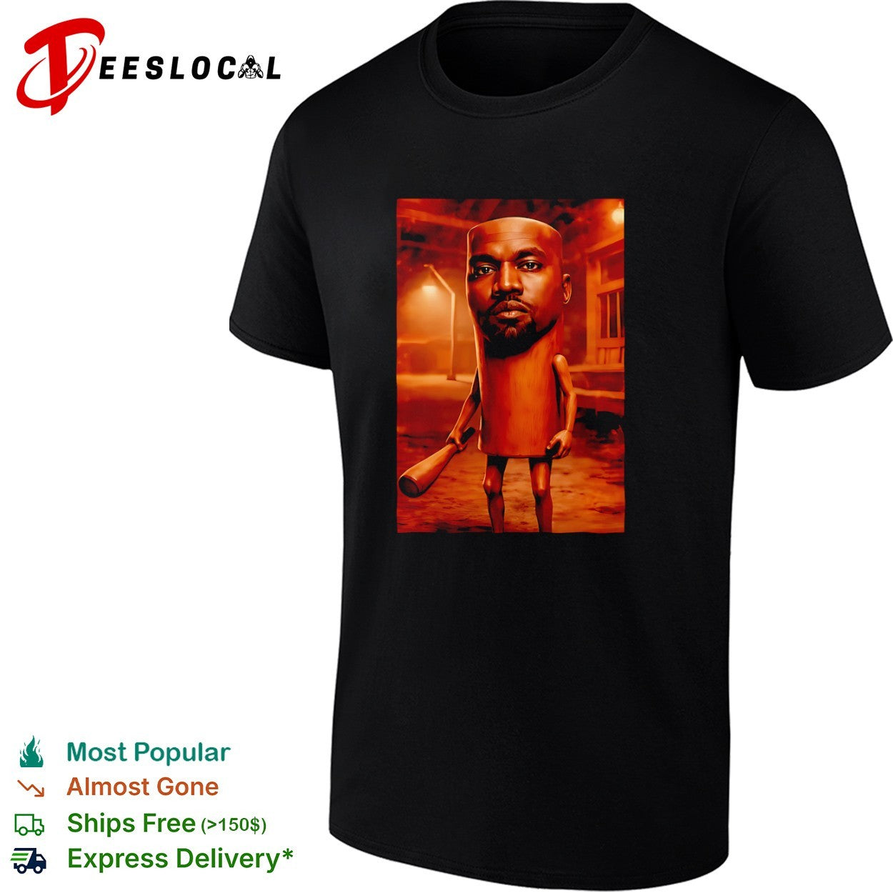 Kanye West wooden figurine bat shirt